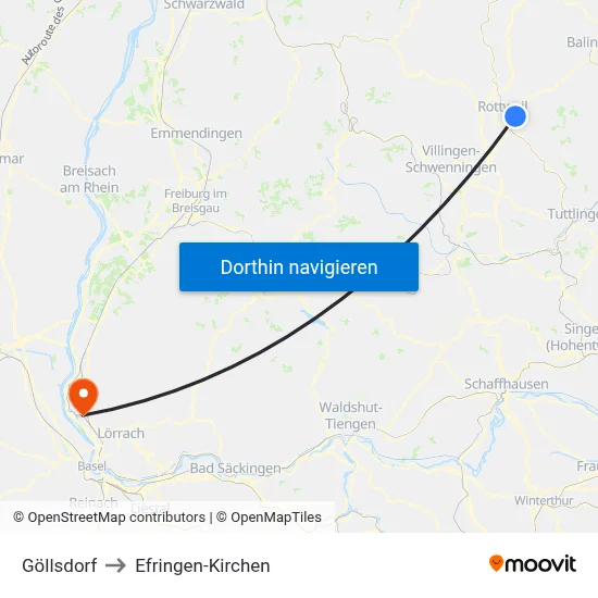Göllsdorf to Efringen-Kirchen map