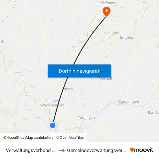 Verwaltungsverband Donaueschingen to Gemeindeverwaltungsverband Holzgerlingen map