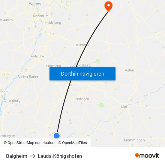 Balgheim to Lauda-Königshofen map