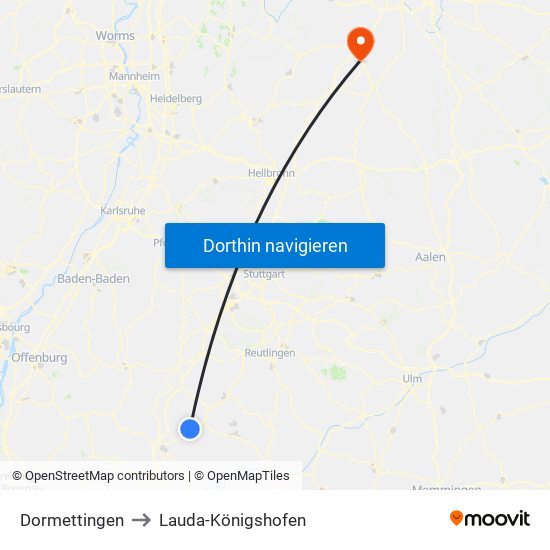 Dormettingen to Lauda-Königshofen map