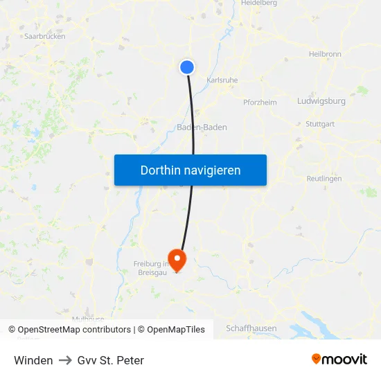 Winden to Gvv St. Peter map