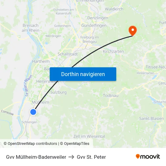 Gvv Müllheim-Badenweiler to Gvv St. Peter map
