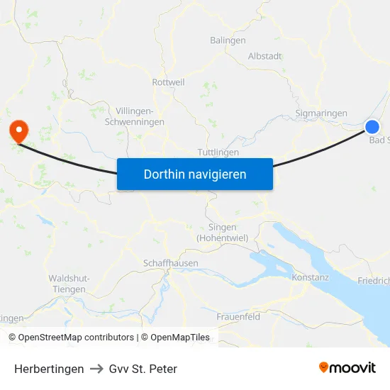 Herbertingen to Gvv St. Peter map