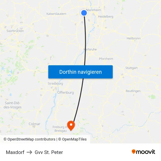 Maxdorf to Gvv St. Peter map