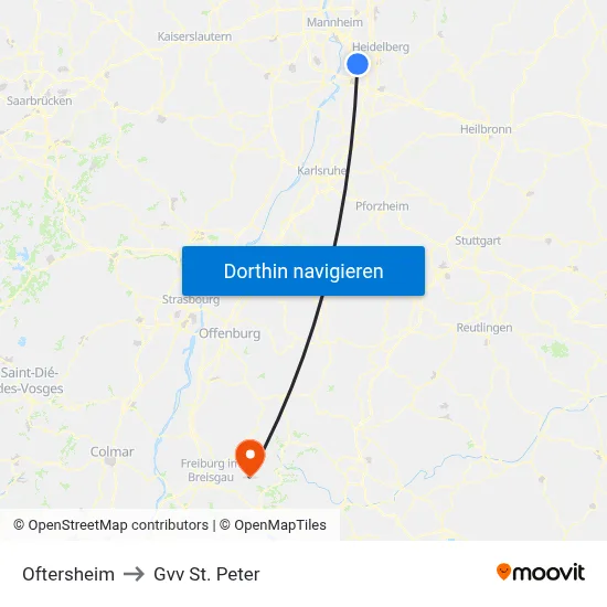 Oftersheim to Gvv St. Peter map