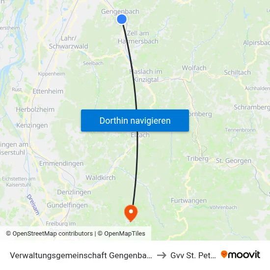Verwaltungsgemeinschaft Gengenbach to Gvv St. Peter map