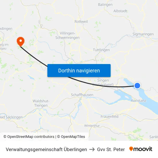 Verwaltungsgemeinschaft Überlingen to Gvv St. Peter map