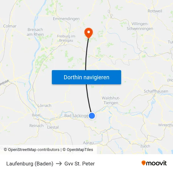 Laufenburg (Baden) to Gvv St. Peter map