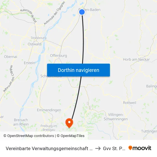 Vereinbarte Verwaltungsgemeinschaft Sinzheim to Gvv St. Peter map