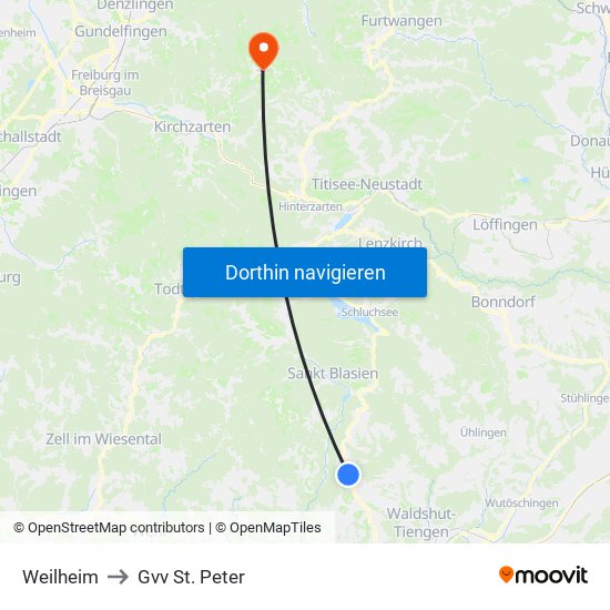 Weilheim to Gvv St. Peter map