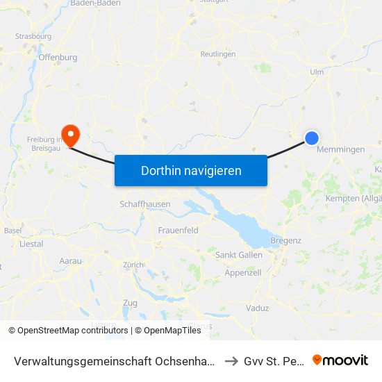 Verwaltungsgemeinschaft Ochsenhausen to Gvv St. Peter map