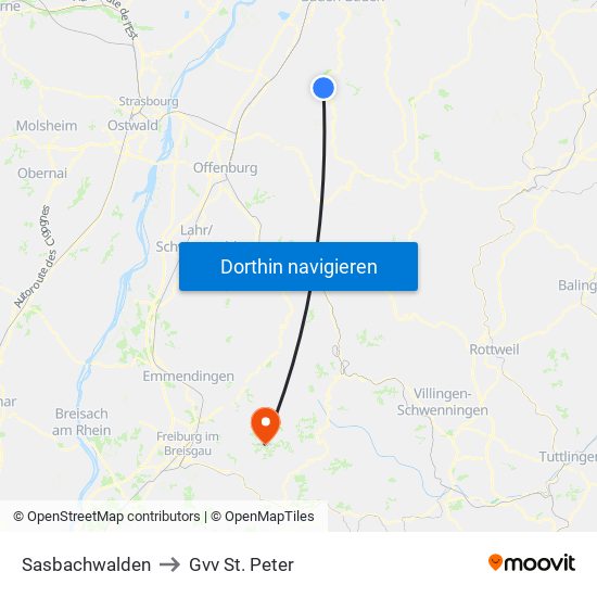 Sasbachwalden to Gvv St. Peter map