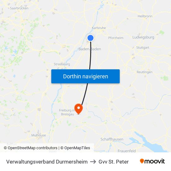 Verwaltungsverband Durmersheim to Gvv St. Peter map