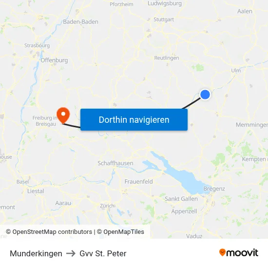 Munderkingen to Gvv St. Peter map