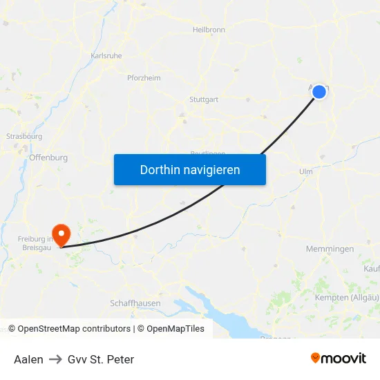 Aalen to Gvv St. Peter map