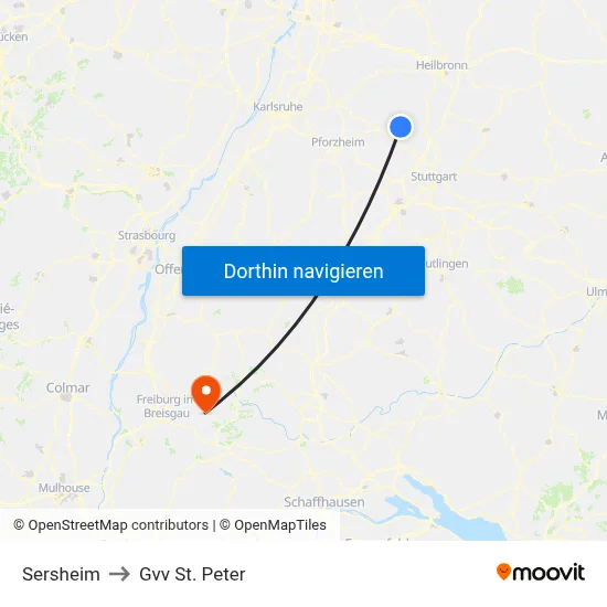 Sersheim to Gvv St. Peter map