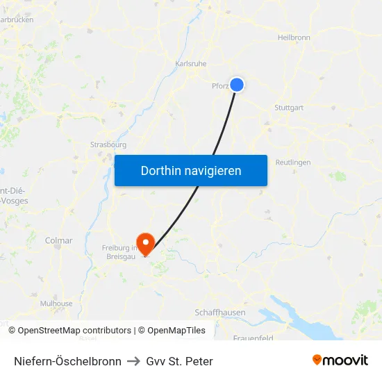 Niefern-Öschelbronn to Gvv St. Peter map