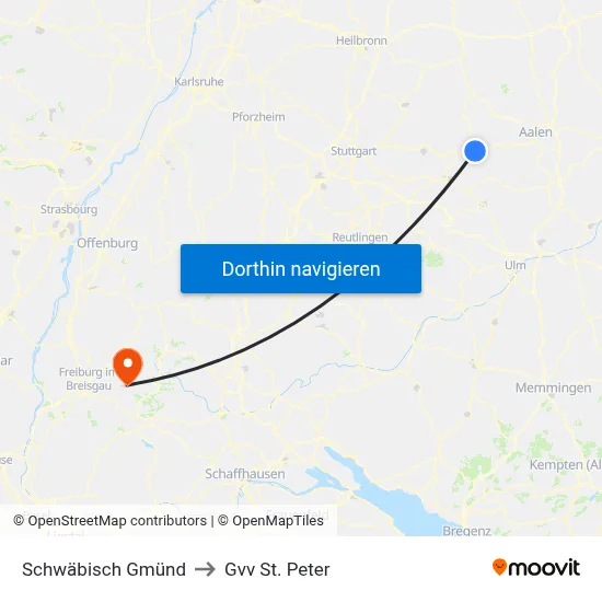 Schwäbisch Gmünd to Gvv St. Peter map