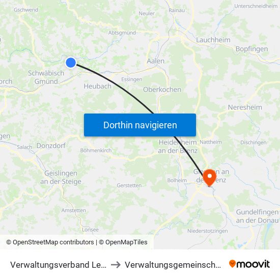 Verwaltungsverband Leintal-Frickenhofer Höhe to Verwaltungsgemeinschaft Giengen An Der Brenz map