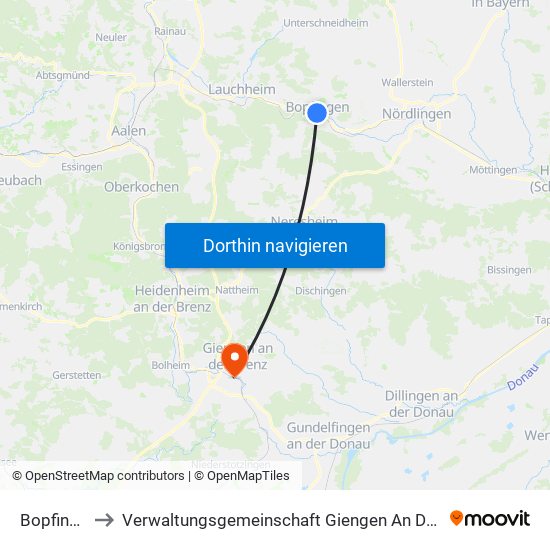 Bopfingen to Verwaltungsgemeinschaft Giengen An Der Brenz map