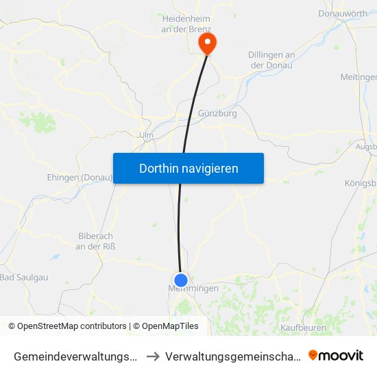 Gemeindeverwaltungsverband Rot-Tannheim to Verwaltungsgemeinschaft Giengen An Der Brenz map