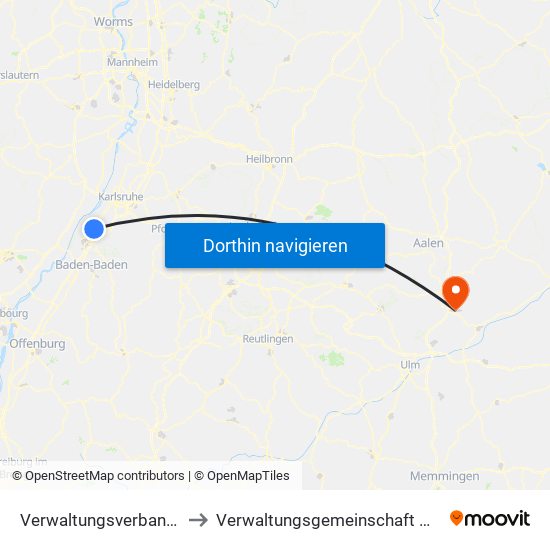 Verwaltungsverband Durmersheim to Verwaltungsgemeinschaft Giengen An Der Brenz map