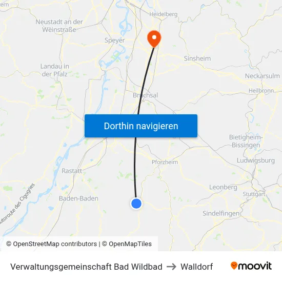Verwaltungsgemeinschaft Bad Wildbad to Walldorf map