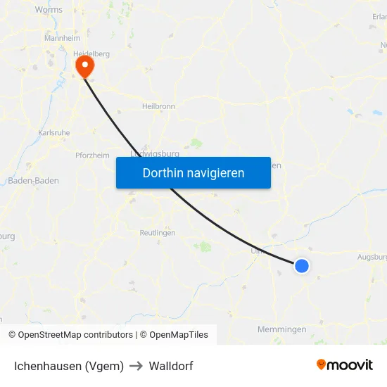 Ichenhausen (Vgem) to Walldorf map