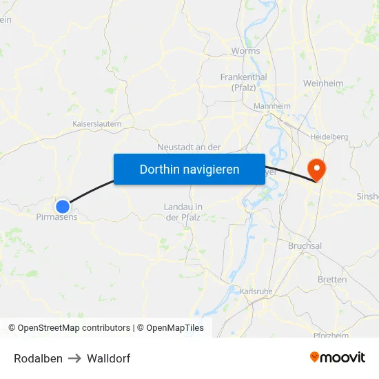 Rodalben to Walldorf map