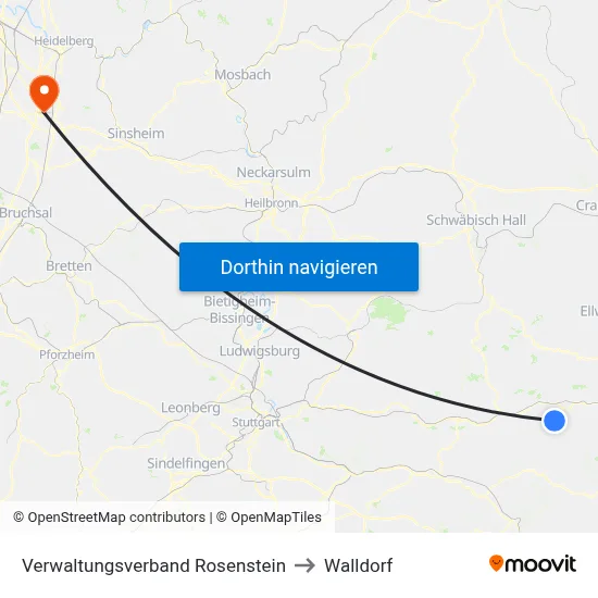 Verwaltungsverband Rosenstein to Walldorf map