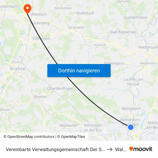 Vereinbarte Verwaltungsgemeinschaft Der Stadt Bietigheim-Bissingen to Walldorf map