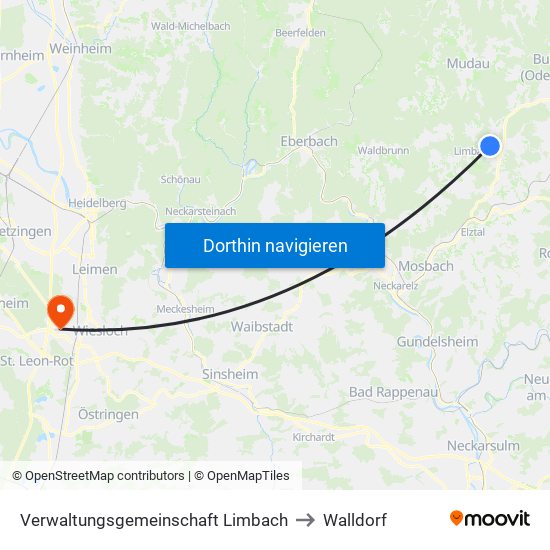 Verwaltungsgemeinschaft Limbach to Walldorf map
