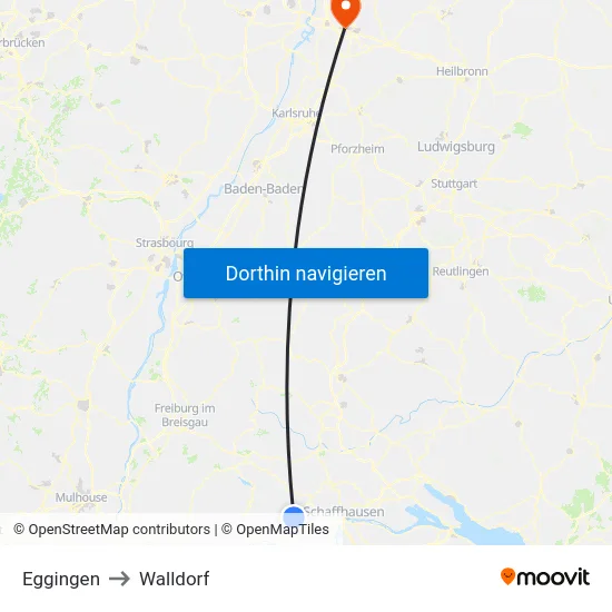 Eggingen to Walldorf map