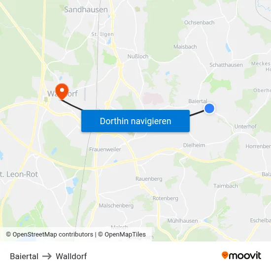 Baiertal to Walldorf map