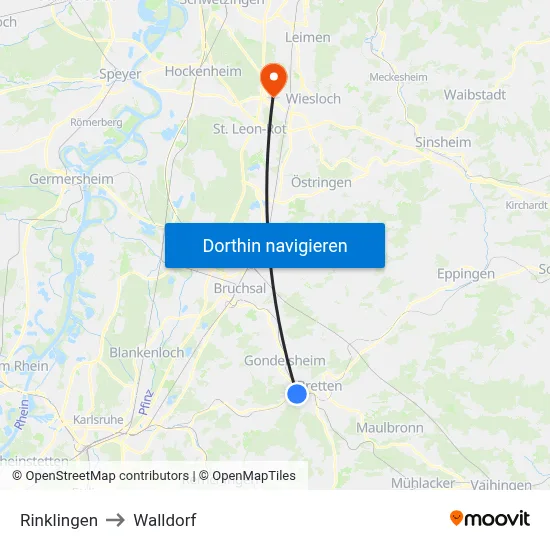 Rinklingen to Walldorf map