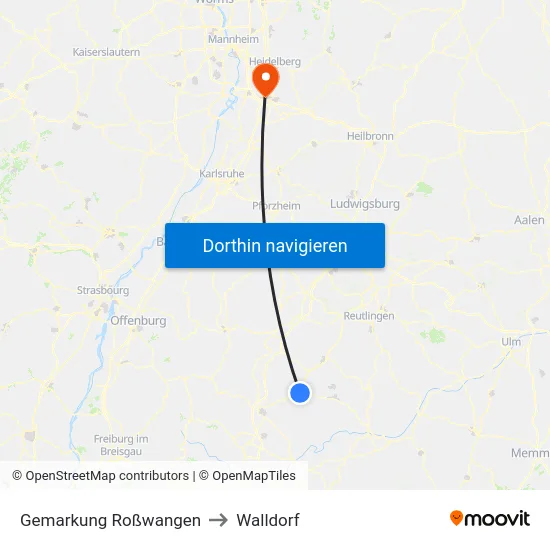 Gemarkung Roßwangen to Walldorf map