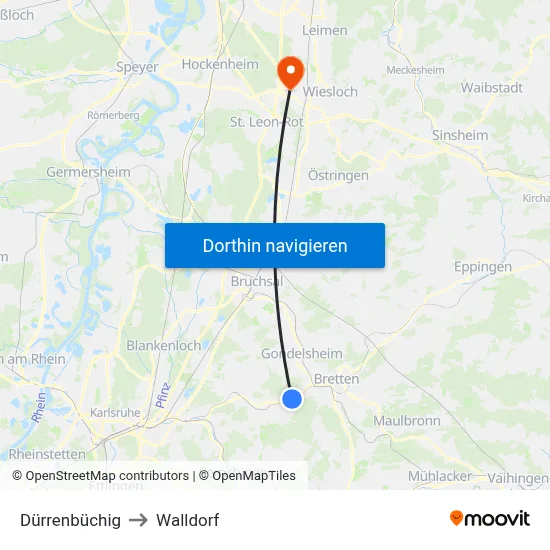 Dürrenbüchig to Walldorf map