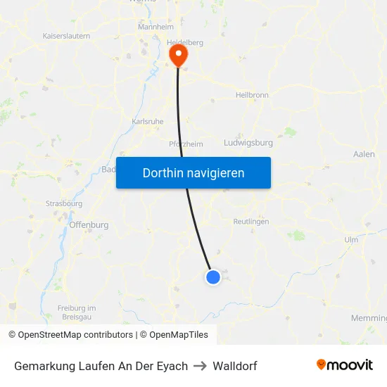 Gemarkung Laufen An Der Eyach to Walldorf map