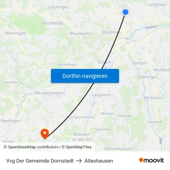 Vvg Der Gemeinde Dornstadt to Alleshausen map