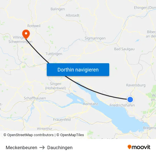 Meckenbeuren to Dauchingen map