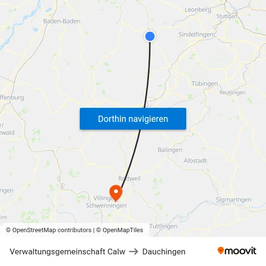 Verwaltungsgemeinschaft Calw to Dauchingen map