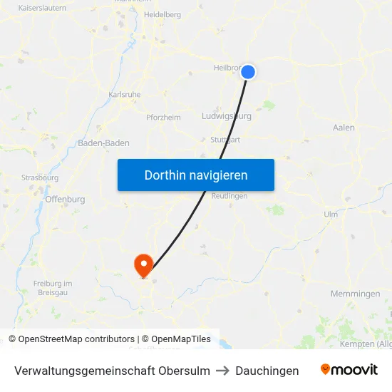 Verwaltungsgemeinschaft Obersulm to Dauchingen map