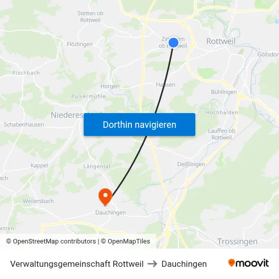 Verwaltungsgemeinschaft Rottweil to Dauchingen map