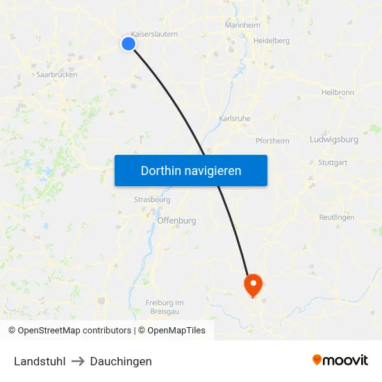 Landstuhl to Dauchingen map