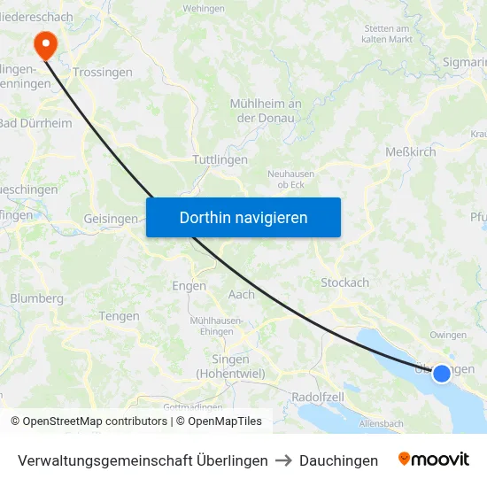 Verwaltungsgemeinschaft Überlingen to Dauchingen map