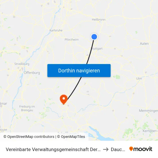 Vereinbarte Verwaltungsgemeinschaft Der Stadt Bietigheim-Bissingen to Dauchingen map