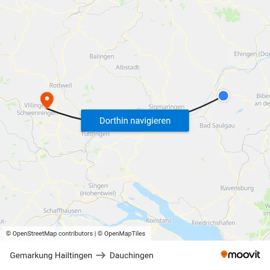 Gemarkung Hailtingen to Dauchingen map