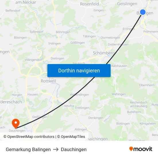 Gemarkung Balingen to Dauchingen map