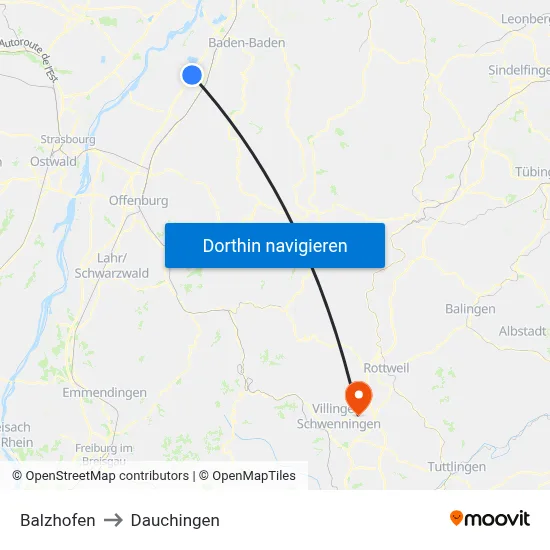 Balzhofen to Dauchingen map