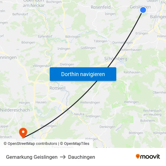 Gemarkung Geislingen to Dauchingen map